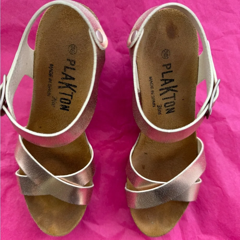 Plakton‎ Rose Gold Wedge Sandals size 7
